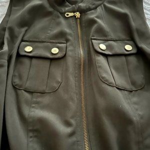 Dark Green zippered Dress with adjustable waist